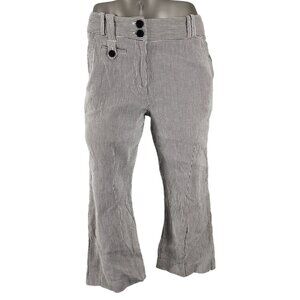 Women's Larry Levine Stretch Striped Cropped Capri Pants 8 Textured Black White